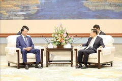 Le général Trân Quang Phuong, membre du Comité central du Parti communiste du Vietnam (PCV) et vice-président de l’Assemblée nationale, et Wang Xiaohui, membre du Comité central du Parti communiste chinois (PCC) et secrétaire du Comité provincial du PCC du Sichuan. Photo: VNA