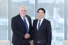 Le président de la République, Luong Cuong, et Ron Vachris, président-directeur général du groupe Costco.