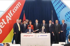 Le président Luong Cuong à la cérémonie de livraison d’un avion Boeing à Vietjet. Photo: VNA