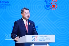 Le Premier ministre Le Minh Hung s'exprime lors de l'événement. Photo: VNA