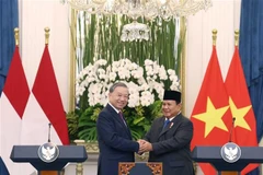 Le secrétaire général du PCV Tô Lâm (gauche) et le président d’Indonésie, Prabowo Subianto. Photo: VNA