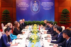 Séance de travail entre le ministre de la Sécurité publique, Luong Tam Quang et Ghada Waly, Sous-Secrétaire générale des Nations Unies et Directrice exécutive de l'UNODC. Photo: VNA