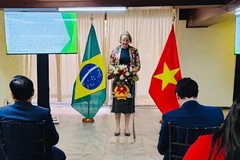 Mirela Janice Eidt, directrice du Bureau du ministère brésilien de l’Agriculture et de l’Élevage, s'exprime au séminaire. Photo: ambassade du Vietnam au Brésil