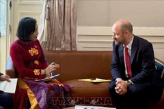 La vice-présidente de l’Assemblée nationale du Vietnam, Nguyen Thi Thanh, et le vice-président du Sénat, Loïc Hervé. Photo; VNA