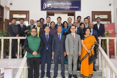 Des délégués participants 6e dialogue entre le Conseil indien des affaires mondiales (ICWA) et l'Académie des sciences sociales du Vietnam (VASS). Photo: VNA