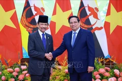 Le Premier ministre Pham Minh Chinh (droite) et le sultan de Brunei Darussalam, Haji Hassanal Bolkiah. Photo: VNA