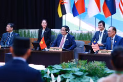 Le Premier ministre Pham Minh Chinh au dialogue des dirigeants de l’ASEAN et la jeunesse de la région. Photo: VNA