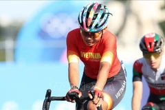 La cycliste vietnamienne Nguyen Thi That. Photo: VNA