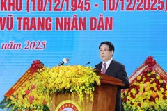 Le président Luong Cuong s'exprime à la cérémonie. Photo: VNA