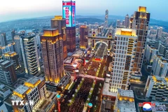 Vue d'en haut de la capitale Pyongyang de la République populaire démocratique de Corée. Photo: KCNA