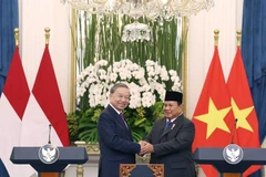 Le secrétaire général du Parti communiste du Vietnam, To Lam (gauche) et le président indonésien, Prabowo Subianto, également président du Parti du Mouvement de la Grande Indonésie (Gerindra), ont annoncé l'établissement du partenariat stratégique global Vietnam-Indonésie, le 10 mars 2025 à Jakarta. Photo : VNA.