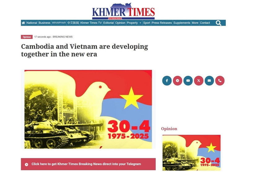 Article du chercheur Uch Leang publié sur Khmer Times. Photo: VNA
