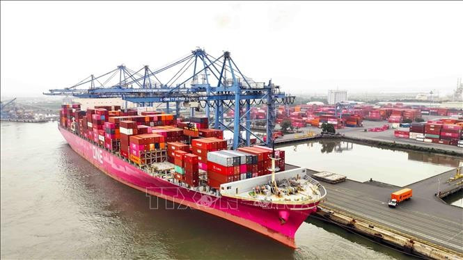 Le port de Cai Mep-Thi Vai est le seul pôle portuaire du Vietnam capable d'accueillir des porte-conteneurs d'une capacité supérieure à 200.000 TPL. Photo : VNA