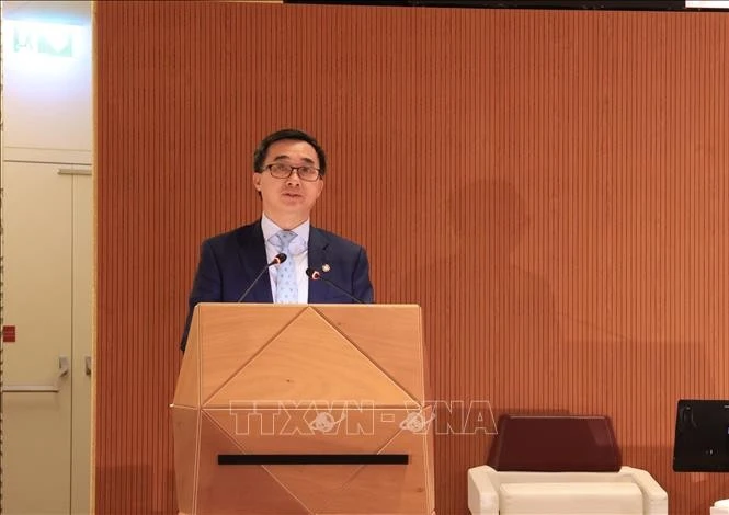 Le vice-ministre de la Santé, Trân Van Thuân à la 78e Assemblée mondiale de la Santé. Photo: VNA