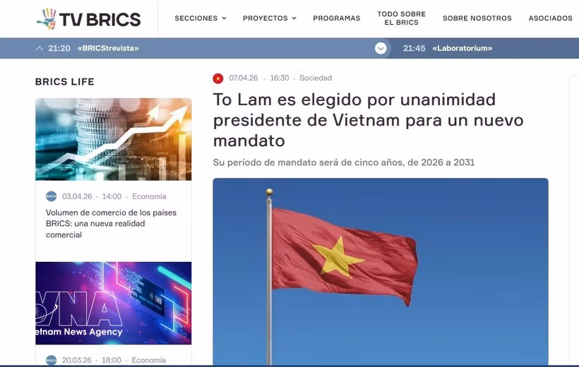 Article publié sur la page TV Brics. Photo: VNA