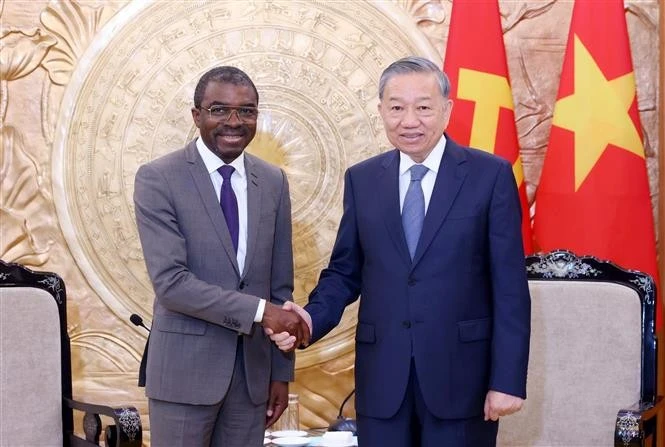 Le secrétaire général du Parti, Tô Lâm, reçoit le directeur du Centre du patrimoine mondial de l’UNESCO, Lazare Eloundou Assomo. Photo: VNA