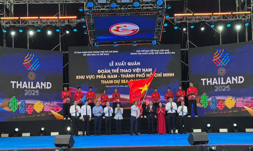 Cérémonie de départ de la délégation sportive du Sud du Vietnam pour les SEA Games 33. Photo: VNA