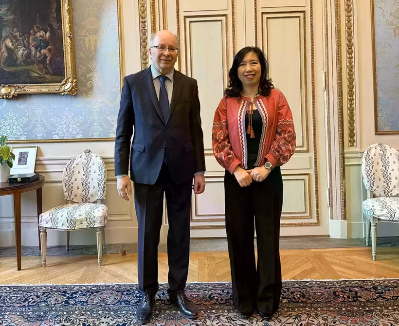 La vice-ministre des Affaires étrangères, Lê Thi Thu Hang et le secrétaire d'État aux Affaires étrangères, Dag Hartelius. Photo: VNA