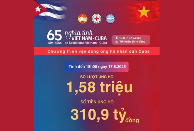 À 18h le 17 août, plus de 310,9 milliards de dôngs (plus de 11,8 millions de dollars) ont été collectés en faveur du peuple cubain. Photo: tuoitre.vn