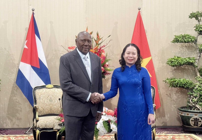 La vice-présidente Vo Thi Anh Xuan reçoit son homologue cubain Salvador Valdés Mesa. Photo: VNA