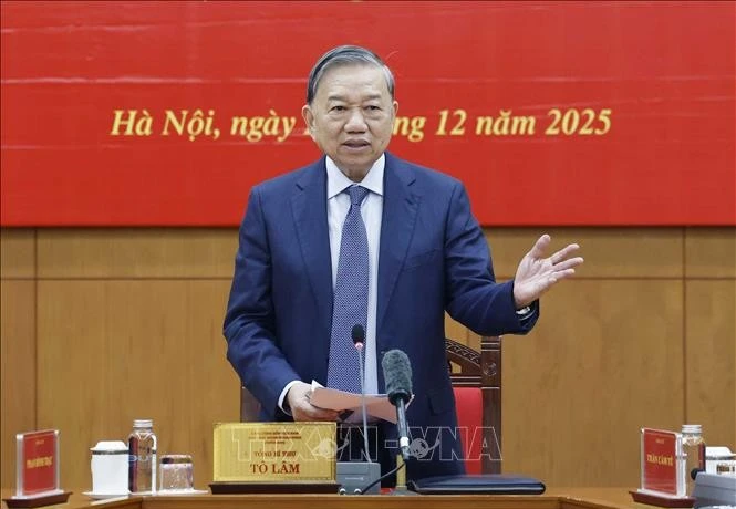 Le secrétaire général du Parti, Tô Lâm, chef du Comité central de pilotage pour la prévention et la lutte contre la corruption, le gaspillage et les pratiques malsaines. Photo: VNA