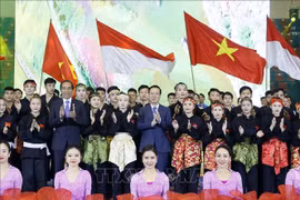 Les présidents du Vietnam et de l'Indonésie au programme d'arts martiaux d'arts martiaux