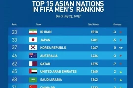 Football: le Vietnam parmi les 15 meilleures équipes du continent asiatique