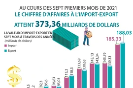 Le chiffre d'affaires à l'import-export a atteint 373,36 milliards de dollars en sept mois 