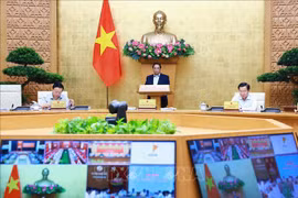 Le Premier ministre Pham Minh Chinh préside la réunion de juin du gouvernement. Photo: VNA