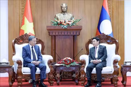 Le président To Lam (gauche) et le président de l’Assemblée nationale du Laos, Saysomphone Phomvihane. Photo: VNA
