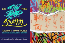 Exposition de calligraphie et de graffiti au Temple de la littérature à Hanoï