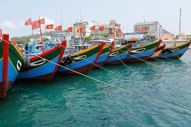 Très animé port maritime de l’île de Ly Son