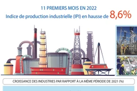 Indice de production industrielle (IPI) en hausse de 8,6% en 11 mois