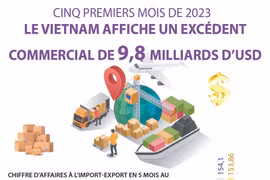 Le Vietnam affiche un excédent commercial de 9,8 milliards de dollars en cinq mois