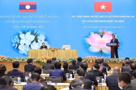 Les PM vietnamien et lao rencontrent les milieux d’affaires