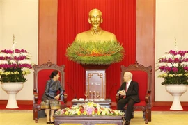 Le secrétaire général du Parti reçoit la vice-présidente du Laos