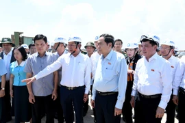 Le président de l'Assemblée nationale Tran Thanh Man (2e, droite) inspecte la construction de l'aéroport international de Long Thanh. Photo: daibieunhandan.vn