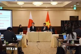 Conférence de presse pour présenter le programme d'assurance maladie pour les membres de la famille des travailleurs vietnamiens, le 12 juin. Photo: VNA