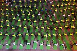 Plus de 1.500 personnes pratiquent le yoga à Da Nang
