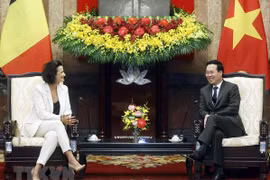 Le président Vo Van Thuong reçoit la présidente du Sénat belge Stephanie D'Hose