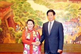 Entretien entre le président de l'APN Li Zhanshu et la présidente de l'AN Nguyên Thi Kim Ngân 
