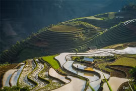 Mu Cang Chai merveilleux à la saison de mise en eau des rizières