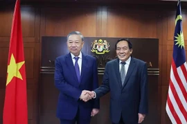 Le secrétaire général du Comité central (CC) du Parti communiste du Vietnam (PCV) To Lam (à gauche) a eu une entrevue avec le président du Sénat malaisien, Dato' Awang Bemee Awang Ali Basah. Photo : VNA
