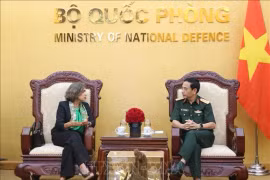 Le ministre de la Défense Phan Van Giang reçoit l'ambassadrice d'Espagne au Vietnam. Photo : VNA