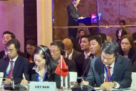 La délégation vietnamienne à la 14e Conférence des procureurs généraux Chine-ASEAN à Singapour. (Photo : VNA) 