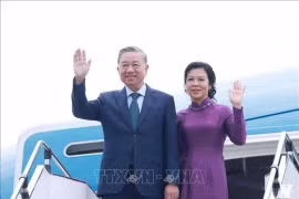 Le secrétaire général du Parti communiste du Vietnam To Lam et son épouse. Photo : VNA
