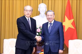 Le secrétaire général du Parti communiste chinois et président de la République, To Lam (droite) et le président et juge en chef de la Cour populaire suprême de Chine, Zhang Jun. Photo : VNA