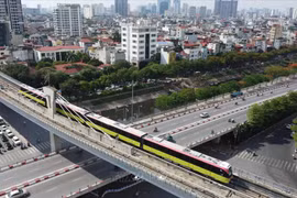 La section surélevée de 8,5 km de long du projet de métro de la station Nhon - Hanoï. Photo: VNA