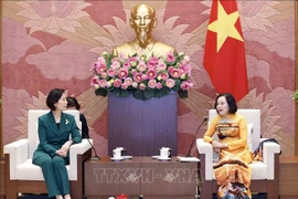 La vice-présidente de l'Assemblée nationale (AN) du Vietnam Nguyen Thi Thanh (droite) et la ministre sud-coréenne des Petites et moyennes entreprises (PME) et des Startups Oh Young Joo. Photo: VNA