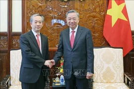 Le président To Lam (droite) reçoit l'ambassadeur de Chine au Vietnam Xiong Bo. Photo: VNA